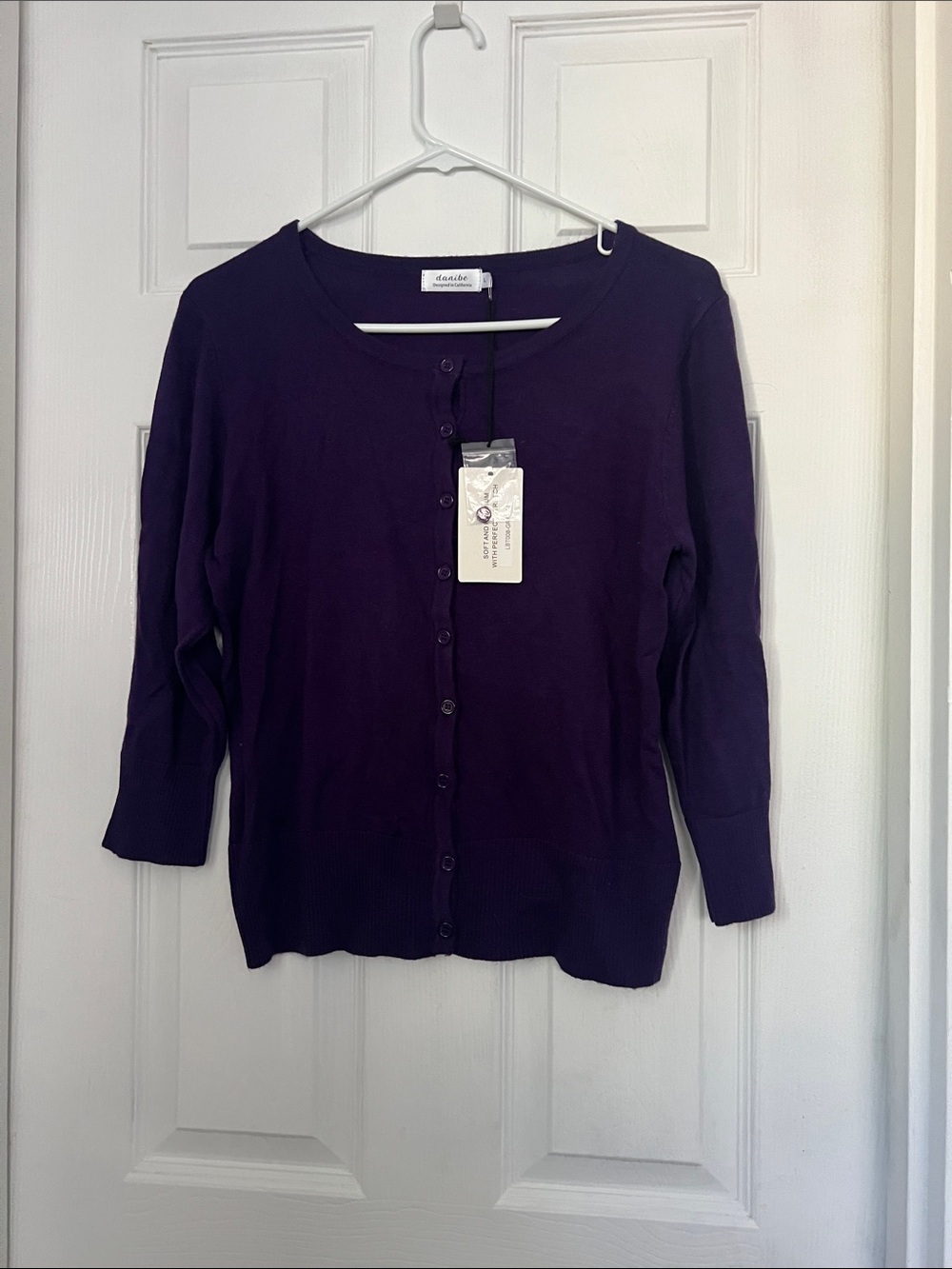 Cable & Gauge Women's Purple Button-Front Cardigan